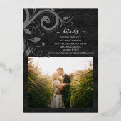 Dunkle Wirbel und Blätter Foto auf der Rückensehen Folieneinladung (Rückseite)