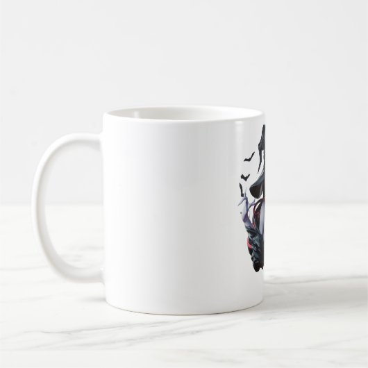 Dunkle Witz- und Fledermäuse-Tasse Kaffeetasse (Links)