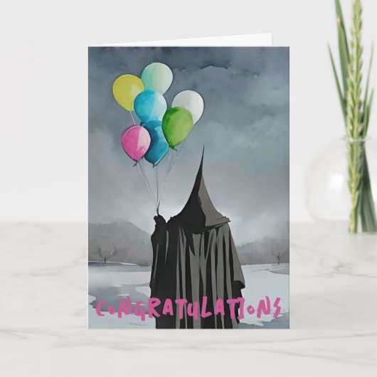 Dunkle Wolken & Balloons Gothday Karte (Vorderseite)