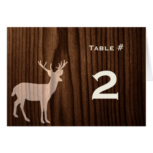 Dunkle Wood Deer Wedding Reception Tischnummer (Vorderseite (Horizontal))