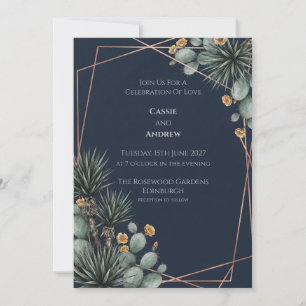 Dunkle Wüstenagaven-Kaktus-Hochzeitseinladung Einladung