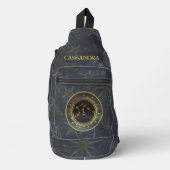 Dunkle Zodiac-Astrologie: Aquarius Schwarzer Goldn Crossbody Bag (Vorderseite)