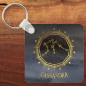 Dunkle Zodiac-Astrologie: Aquarius Schwarzer Goldn Schlüsselanhänger (Vorderseite)