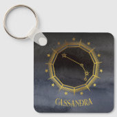 Dunkle Zodiac-Astrologie: Aries Black Gold Name Schlüsselanhänger (Vorderseite)