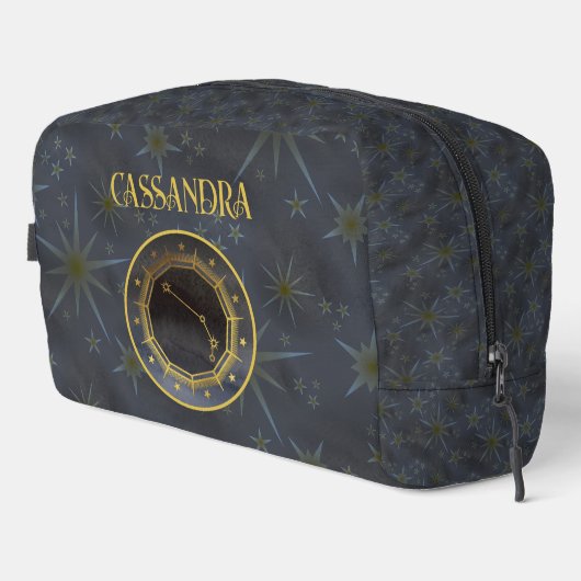 Dunkle Zodiac-Astrologie: Aries Black Gold Name Waschbeutel (Rechte Ecke)