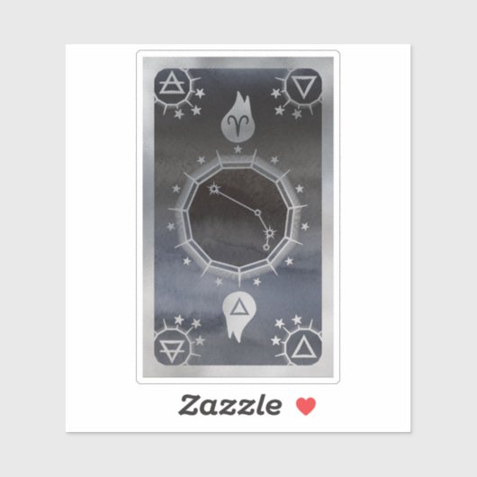 Dunkle Zodiac-Astrologie: Äries Black & Silver Aufkleber (Blatt)