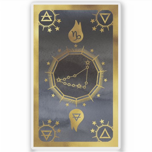 Dunkle Zodiac-Astrologie: Capricorn Black & Gold Aufkleber (Vorderseite)