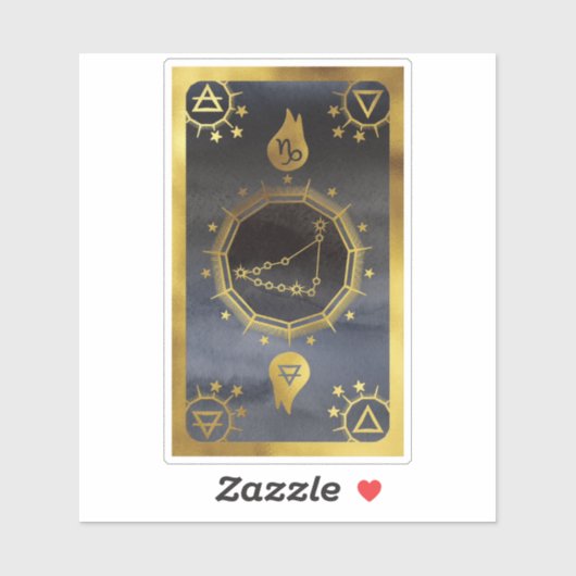 Dunkle Zodiac-Astrologie: Capricorn Black & Gold Aufkleber (Blatt)