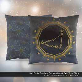 Dunkle Zodiac-Astrologie: Capricorn Black & Gold Kissen