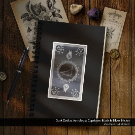 Dunkle Zodiac-Astrologie: Capricorn Black & Silver Aufkleber