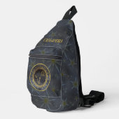 Dunkle Zodiac-Astrologie: Fisces Black Gold Name Crossbody Bag (Rechte Ecke)