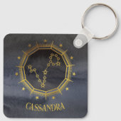 Dunkle Zodiac-Astrologie: Fisces Black Gold Name Schlüsselanhänger (Rückseite)