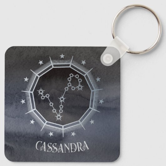 Dunkle Zodiac-Astrologie: Fische schwarzer Silbern Schlüsselanhänger (Rückseite)