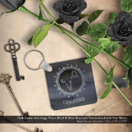 Dunkle Zodiac-Astrologie: Fische schwarzer Silbern Schlüsselanhänger