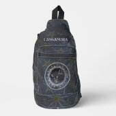 Dunkle Zodiac-Astrologie: Fische Silbergoldene Bez Crossbody Bag (Vorderseite)