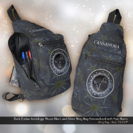 Dunkle Zodiac-Astrologie: Fische Silbergoldene Bez Crossbody Bag