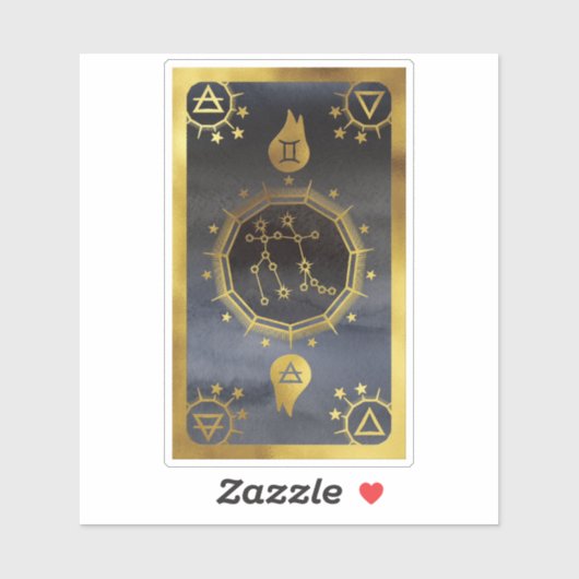 Dunkle Zodiac-Astrologie: Gemini Black & Gold Aufkleber (Blatt)