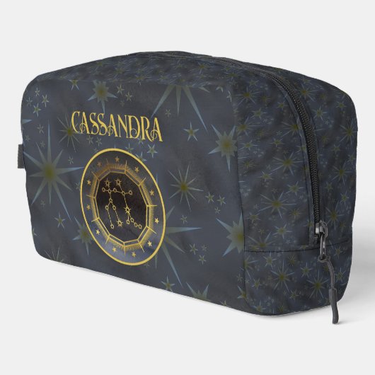 Dunkle Zodiac-Astrologie: Gemini-Schwarz-Gold-Name Waschbeutel (Rechte Ecke)