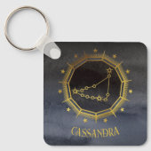 Dunkle Zodiac-Astrologie: Goldname von Capricorn Schlüsselanhänger (Vorderseite)