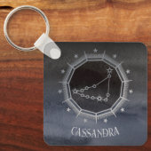 Dunkle Zodiac Astrologie: Kapricorn Schwarzer Silb Schlüsselanhänger (Vorderseite)