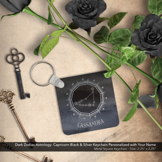 Dunkle Zodiac Astrologie: Kapricorn Schwarzer Silb Schlüsselanhänger