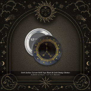 Dunkle Zodiac-Astrologie: Krebs Schwarz & Gold Run Button