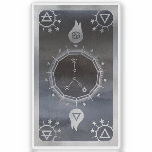 Dunkle Zodiac-Astrologie: Krebs schwarz & silber Aufkleber (Vorderseite)