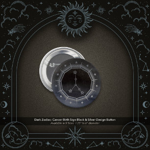 Dunkle Zodiac-Astrologie: Krebs Schwarz & Silber R Button