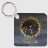 Dunkle Zodiac Astrologie: Leo Black Gold Name Schlüsselanhänger (Vorderseite)