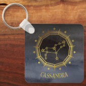 Dunkle Zodiac Astrologie: Leo Black Gold Name Schlüsselanhänger (Vorderseite)