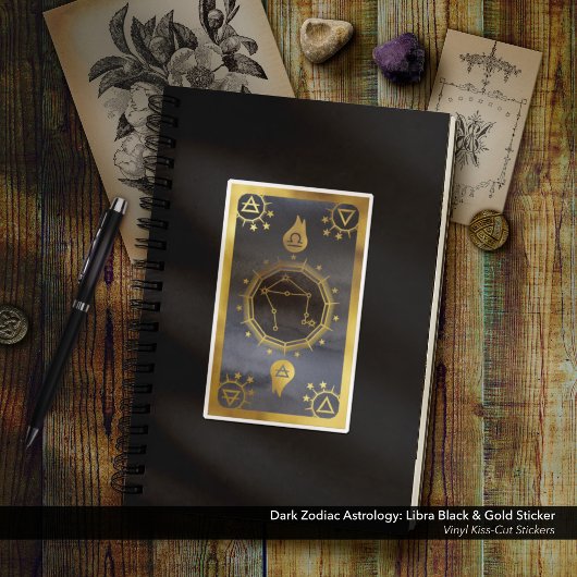 Dunkle Zodiac-Astrologie: Libra Black & Gold Aufkleber