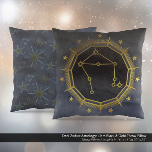 Dunkle Zodiac-Astrologie: Libra Black & Gold Kissen