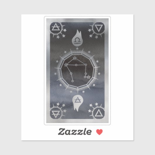 Dunkle Zodiac-Astrologie: Libra Black & Silver Aufkleber (Blatt)