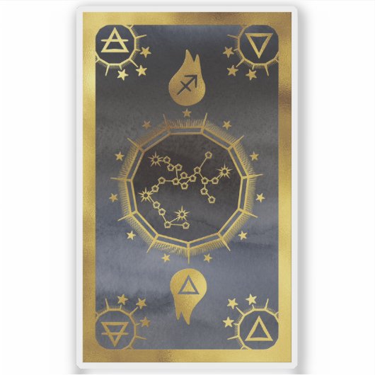 Dunkle Zodiac-Astrologie: Sagittarius Black & Gold Aufkleber (Vorderseite)