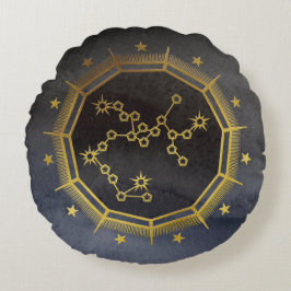 Dunkle Zodiac-Astrologie: Sagittarius Black & Gold Rundes Kissen