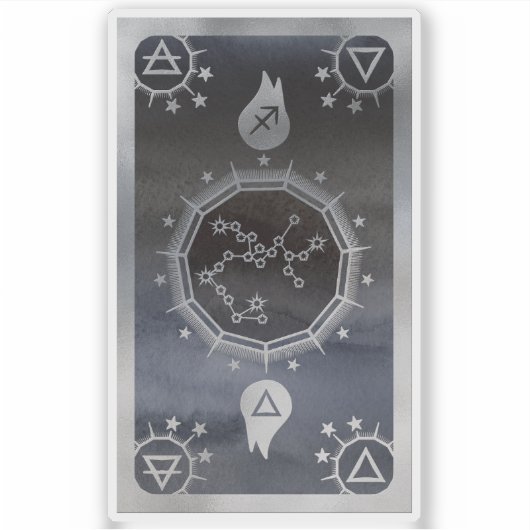 Dunkle Zodiac-Astrologie: Sagittarius Black & Silv Aufkleber (Vorderseite)