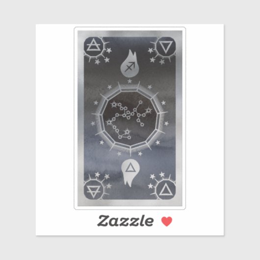 Dunkle Zodiac-Astrologie: Sagittarius Black & Silv Aufkleber (Blatt)