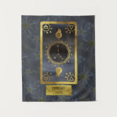 Dunkle Zodiac-Astrologie: Schwarzer Goldname Wandteppich (Vorderseite)