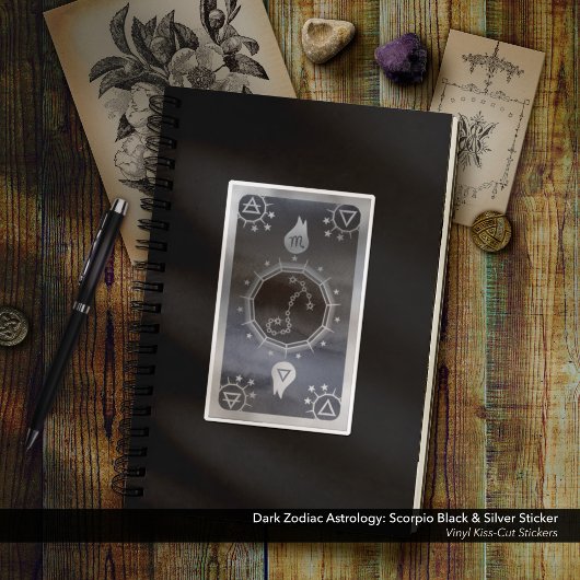 Dunkle Zodiac Astrologie: Skorpio Black & Silver Aufkleber