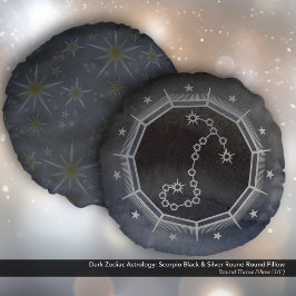Dunkle Zodiac Astrologie: Skorpio Black & Silver Rundes Kissen
