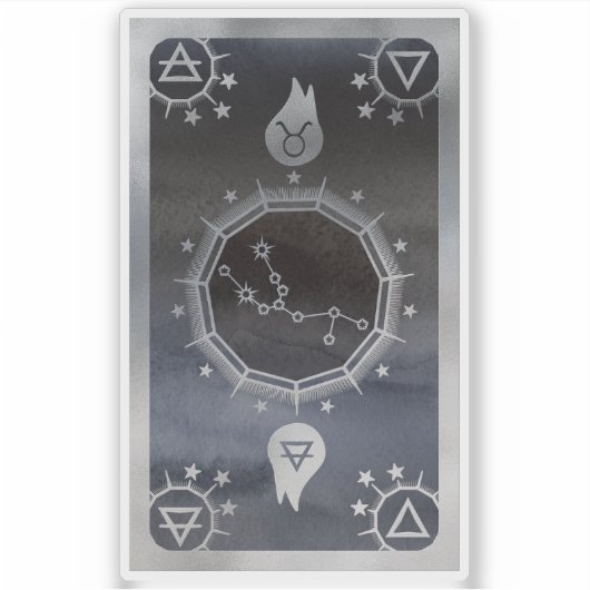 Dunkle Zodiac Astrologie: Taurus Black & Silver Aufkleber (Vorderseite)