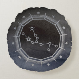 Dunkle Zodiac Astrologie: Taurus Black & Silver Rundes Kissen