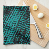 Dunkle zyangrüne Striche kreuzen wie eine Einbeulu Geschirrtuch (Viertel Falte)