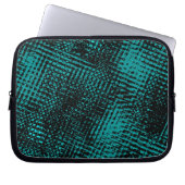 Dunkle zyangrüne Striche kreuzen wie eine Einbeulu Laptopschutzhülle (Vorderseite)
