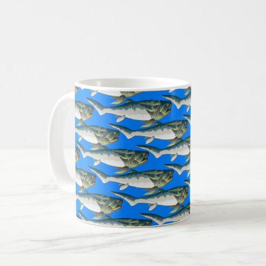 Dunkleosteus Muster im Blau Kaffeetasse (Vorderseite Links)