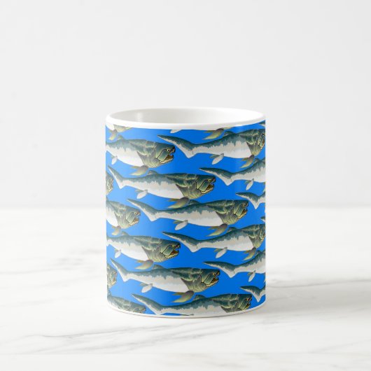 Dunkleosteus Muster im Blau Kaffeetasse (Mittel)