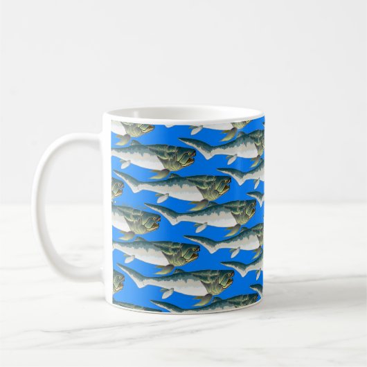 Dunkleosteus Muster im Blau Kaffeetasse (Links)