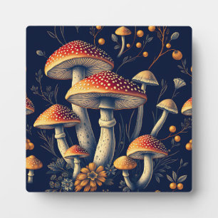 Dunkler Amanita Muscaria Pilz Wald  Fotoplatte