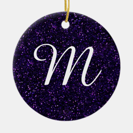 Dunkler Amethyst Lila Glitzer Keramik Ornament (Vorne)