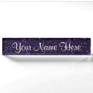 Dunkler Amethyst lila Glitzer Namensplakette